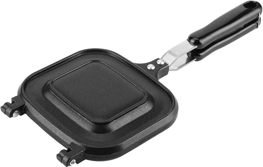 Dubbelzijdige Koekenpan Bakplaat Grill Ontbijt Maken Antiaanbaklaag 36.5 cm Lengte Zwart