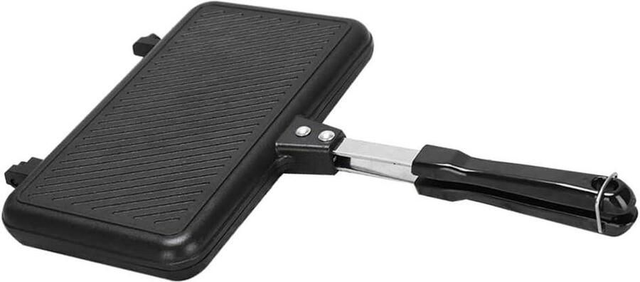 Dubbelzijdige Koekenpan Grillpan Sandwich Ontbijt Maken Antiaanbaklaag 35.5cm Zwart