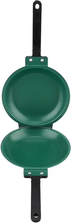 Dubbelzijdige Koekenpan Omelet Maker Ontbijt Maken Eenvoudig Omdraaien 19.3 cm Diameter Groen