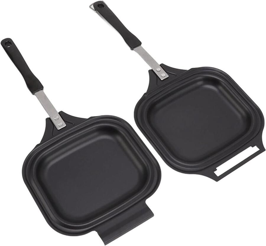 Dubbelzijdige Koekenpan Omelet Pan Moeiteloos Koken Gelijkmatige Warmte 20.5 Oz Zwart