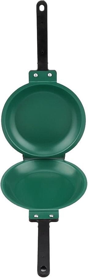 Dubbelzijdige Koekenpan Omelet Pan Ontbijt Maken Eenvoudig Omdraaien 19.3 cm Diameter Groen