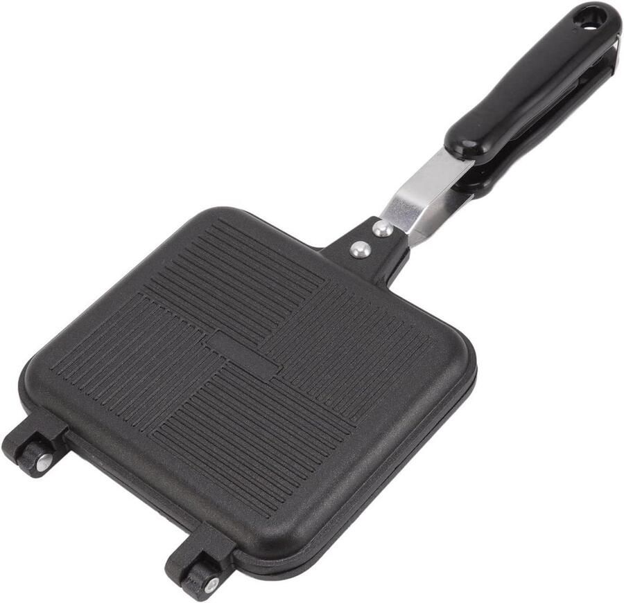 Dubbelzijdige Koekenpan Omelet Pan Snel Eten Bereiden Non-stick Coating 35x15 cm Zwart