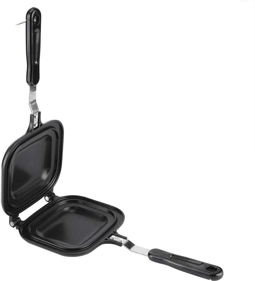 Dubbelzijdige Koekenpan Sandwich Maker Ontbijt Bereiden Anti-aanbak Laag 36.5x16cm Zwart