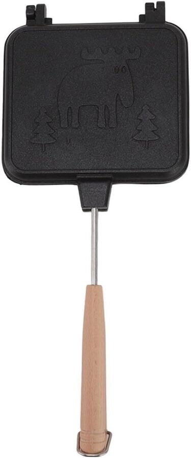 Dubbelzijdige Koekenpan Sandwich Maker Pan Ontbijt Maken Dubbelzijdig Bakontwerp 14 x 14 cm rood