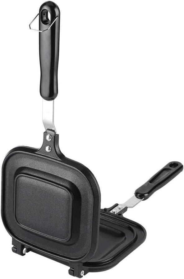 Dubbelzijdige Koekenpan Sandwich Toaster Ontbijt Maken Dubbelzijdig Bakken 36.5 x 16 cm Zwart