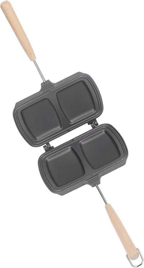 Dubbelzijdige Koekenpan Sandwichpan Afneembaar Veelzijdig Koken Snelle Warmtegeleiding 36 x 20 cm Zwart