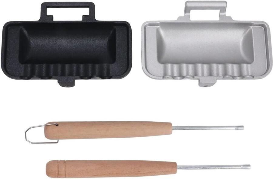 Dubbelzijdige Koekenpan Sandwichpan Toastpan Ontbijt Broodjes Maken Krimpt en Sealt Brood 30 x 14 cm Multi