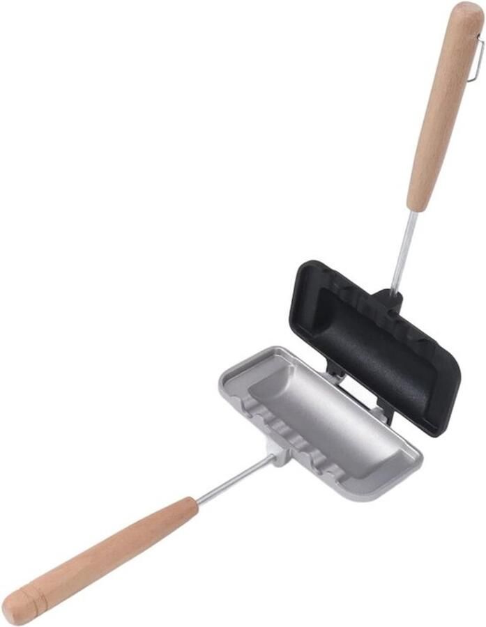 Dubbelzijdige Koekenpan Sandwichpan Toastpan Ontbijt Broodjes Maken Krimpt en Sealt Brood 30 x 14 cm Multi