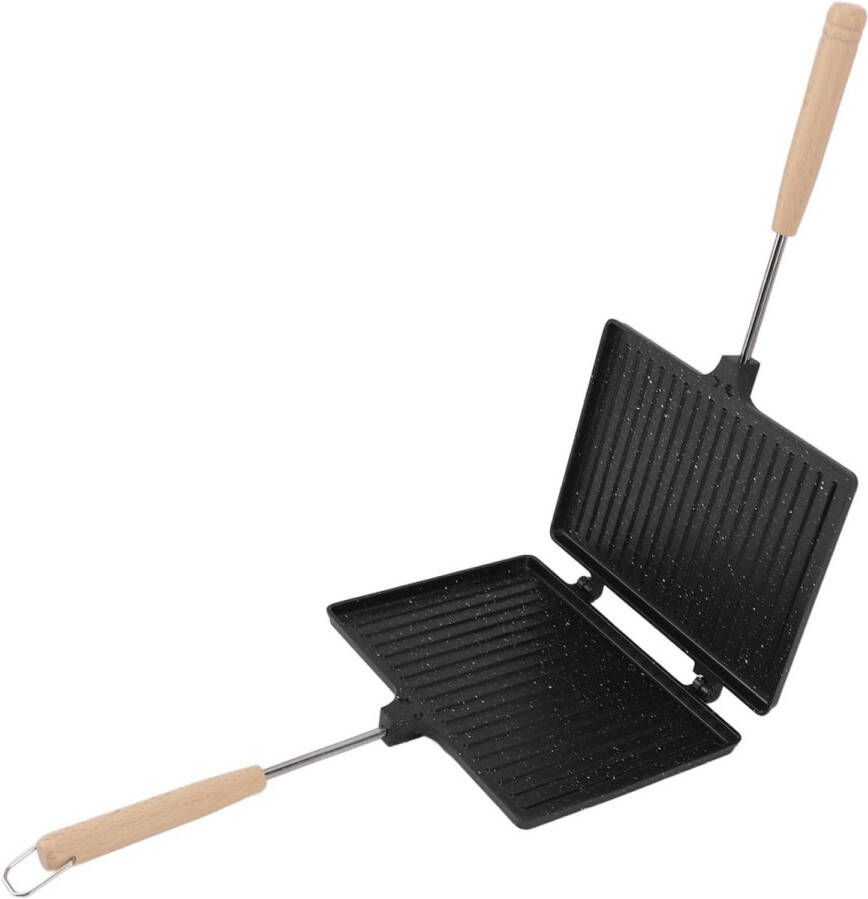 Dubbelzijdige grillpan voor sandwiches en panini's met antiaanbaklaag Braadpan sandwichmaker Flip-grillpan met anti-aanbaklaag