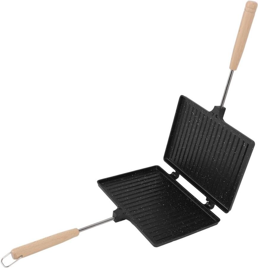 Dubbelzijdige Koekenpan voor Broodjes en Omeletten Anti-aanbak & Houten Handvat