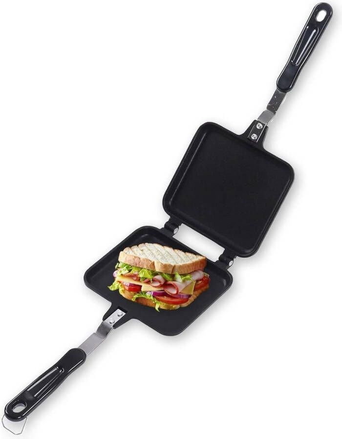 Dubbelzijdige Non Stick Sandwich Maker Opvouwbare Grill Koekenpan Aluminium Ontbijt Koekenpan voor Broodrooster Omelet