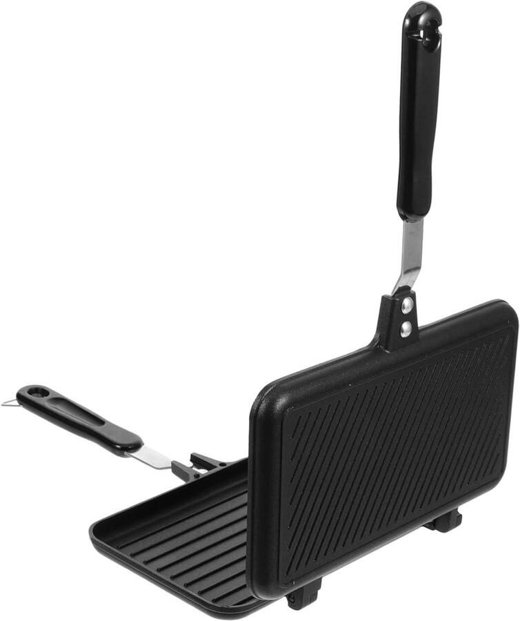 Dubbelzijdige Pan Sandwich Maker Ontbijt Maken Antiaanbaklaag 35 cm Zwart