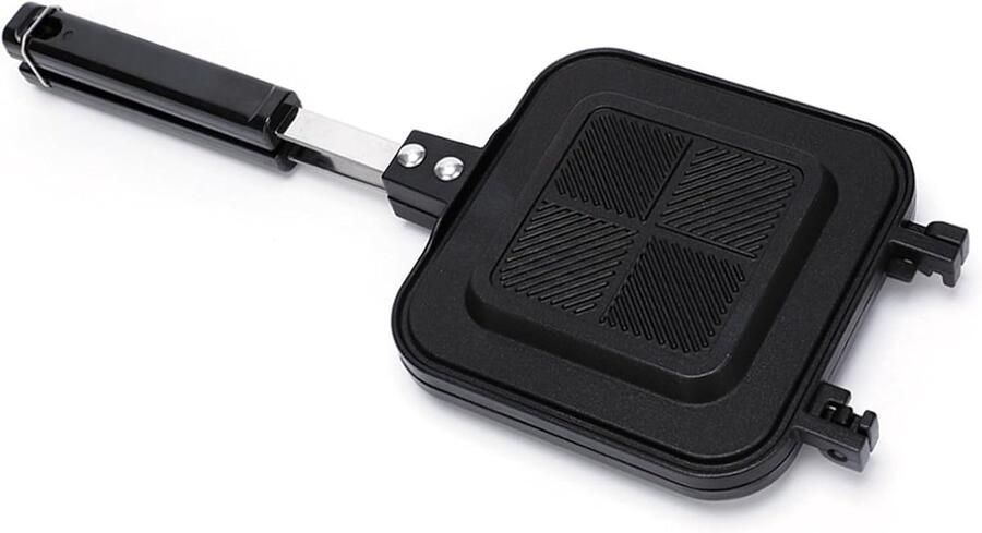 Dubbelzijdige Pan Sandwichmaker Keuken Eten Bereiden Antiaanbaklaag 36x14cm Zwart