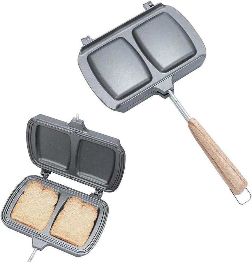 Dubbelzijdige pan Sandwichmaker toast Ontbijt bereiden Antiaanbaklaag 305 cm Zilver