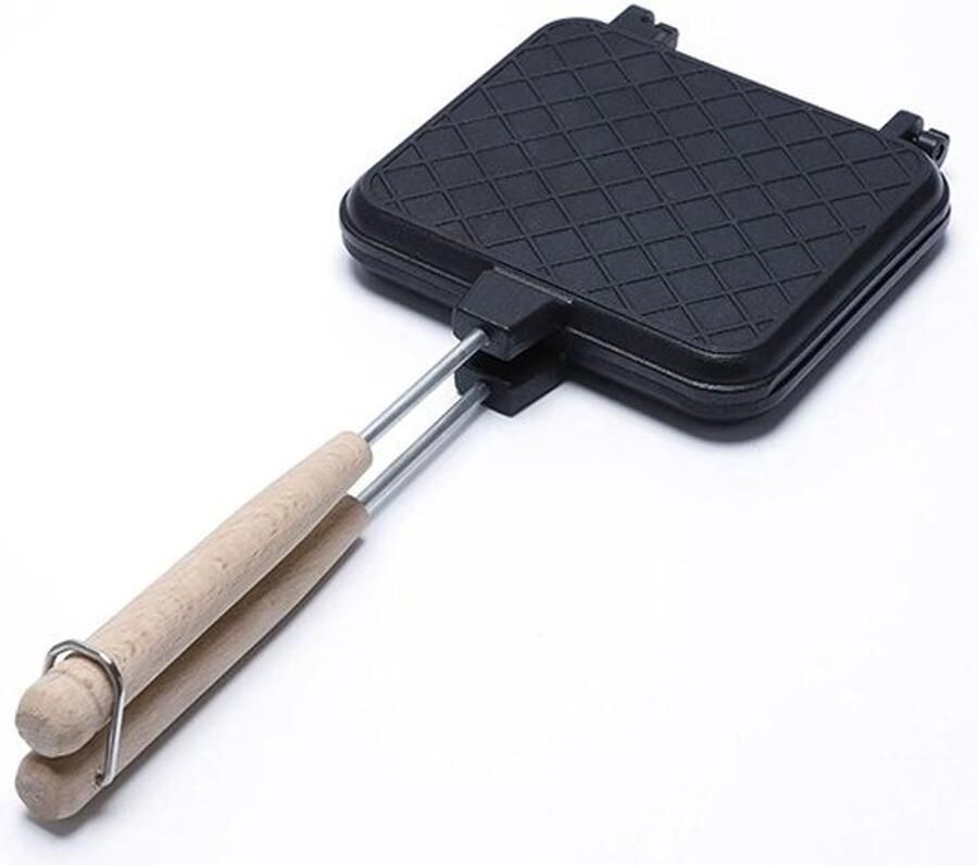 Dubbelzijdige Pan Tosti IJzer Thuis Koken Afneembare Handgreep 15.5x37cm Zwart
