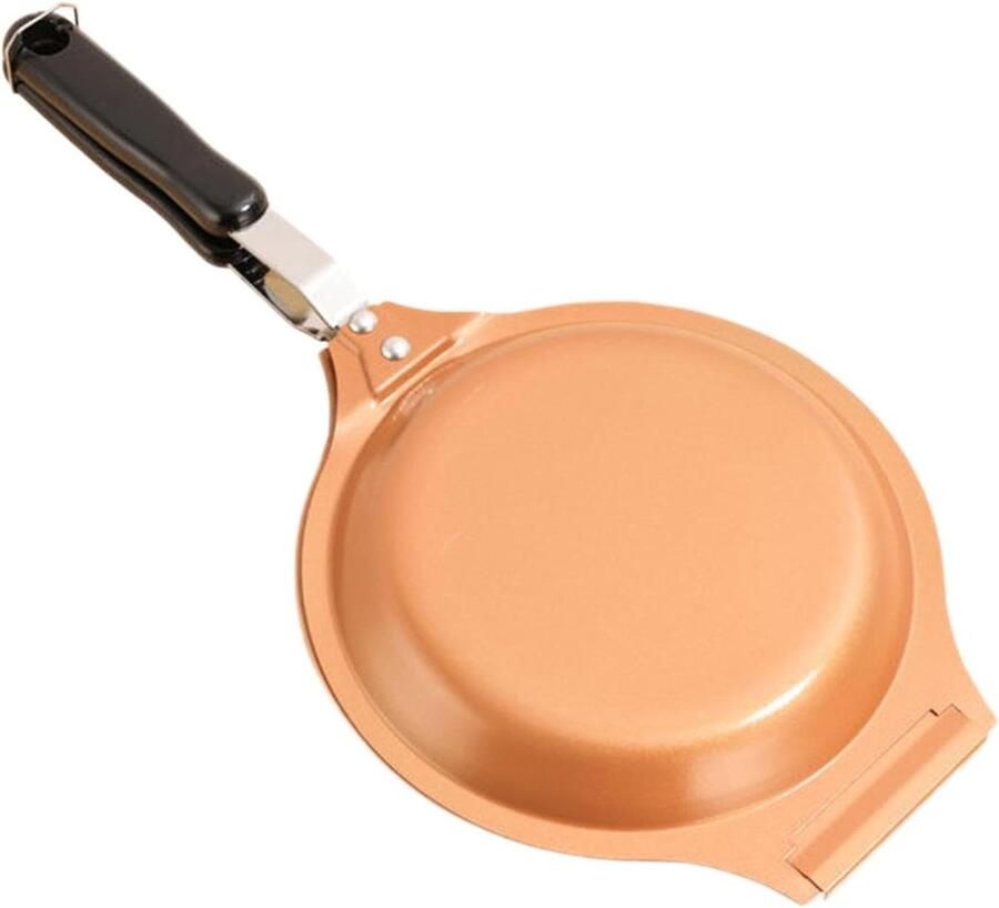 Dubbelzijdige pannenkoekenpan Dubbele omeletpan van roestvrij staal Inductiepan 19 cm Eierpan 500 g Keramische pannenkoekenpan voor thuis camping tuin picknick