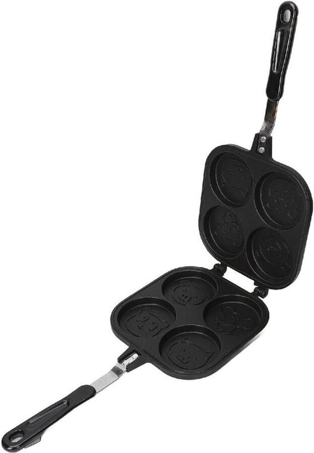 Dubbelzijdige pannenkoekenpan Sandwichpan wafelmaker Voor snel ontbijt maken Antiaanbaklaag 40 x 18.5 cm Zwart
