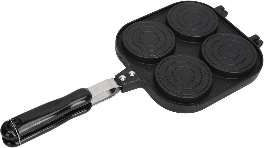 Dubbelzijdige Pannenkoekpan Bakplaat Sandwich Ontbijt Maken Draagtijd & Anti-aanbak 40 x 18.5 cm Zwart