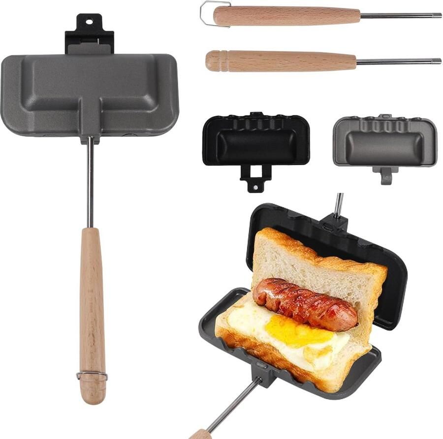 Dubbelzijdige Koekenpan voor Tosti's en Panini's Non-Stick Grillpan voor op Gasfornuis