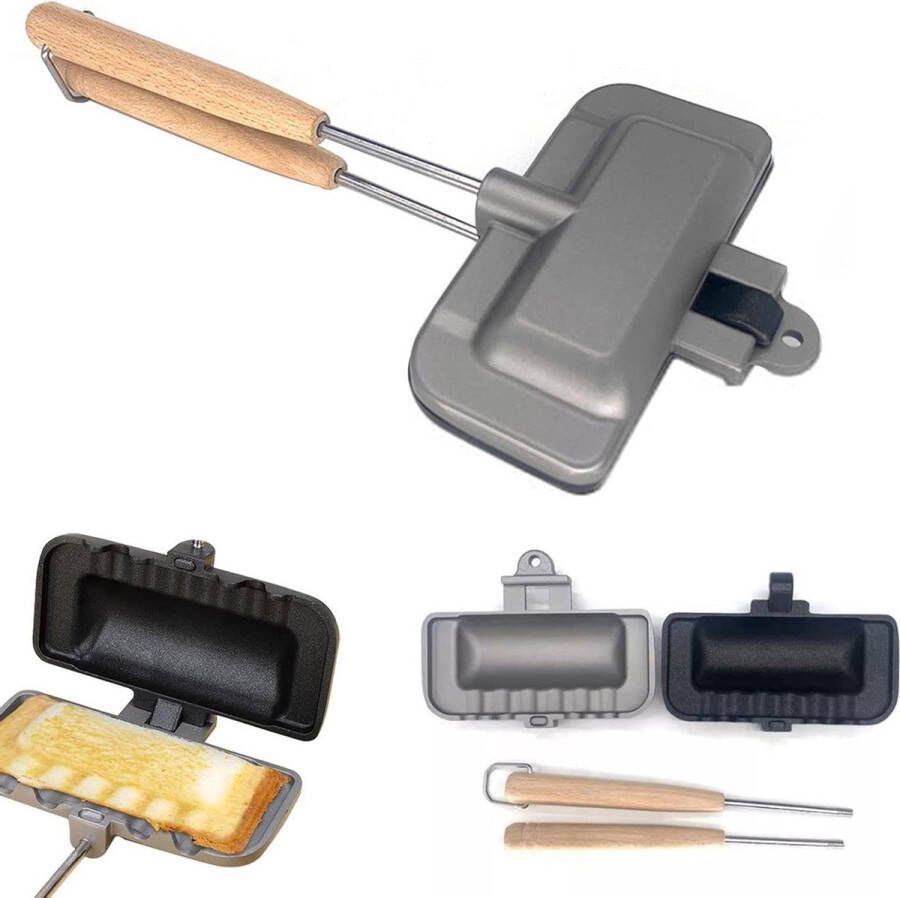 Dubbelzijdige Sandwich maker Nonstick Fornuis Top Bakpan voor Ontbijt Pannenkoeken Omeletten