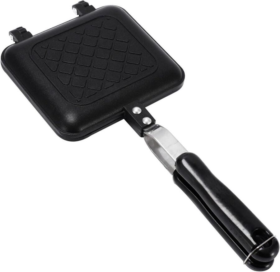 Dubbelzijdige Sandwich Pan Ontbijt Pan Toastijzer Sandwiches Maken Gelijkmatige Verwarming 35 x 15 cm Zwart