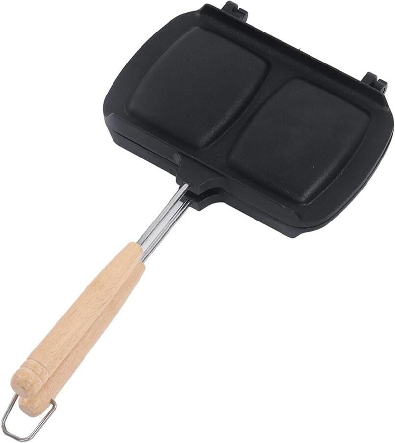 Dubbelzijdige Sandwichpan voor Gasfornuis Anti-Aanbak Panini Pers met Afneembare Handvatten