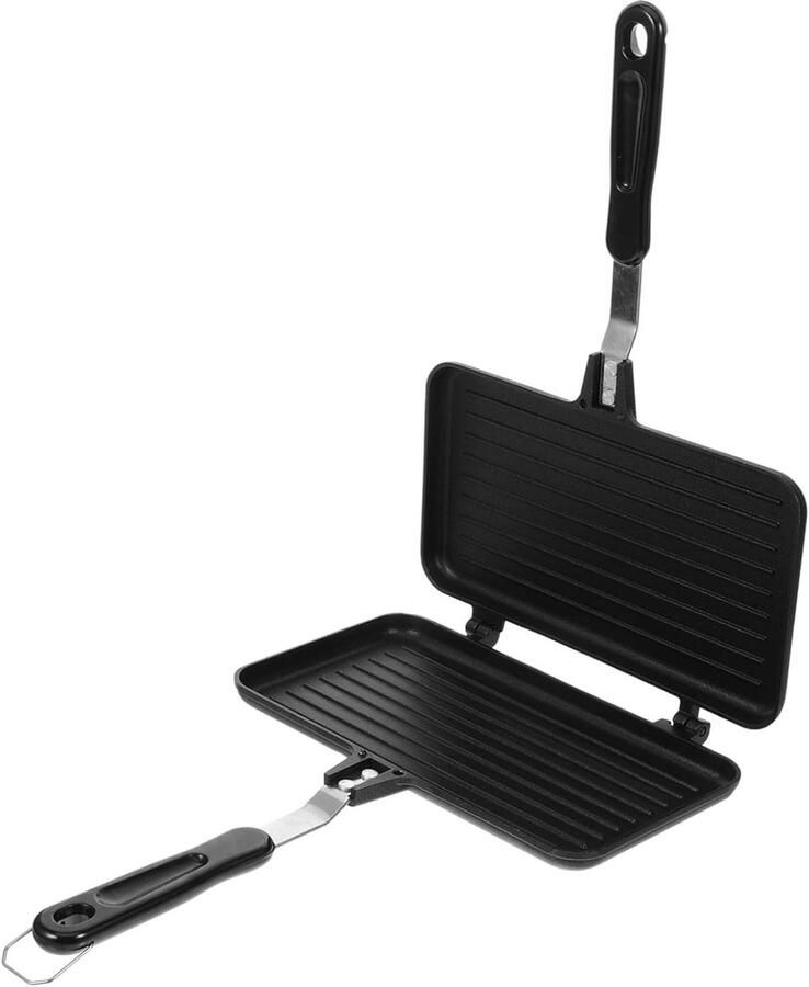 Dubbelzijdige Sandwichpan Wafelijzer Tosti Maker Ontbijt Snacks Maken Antiaanbaklaag 35 cm Zwart