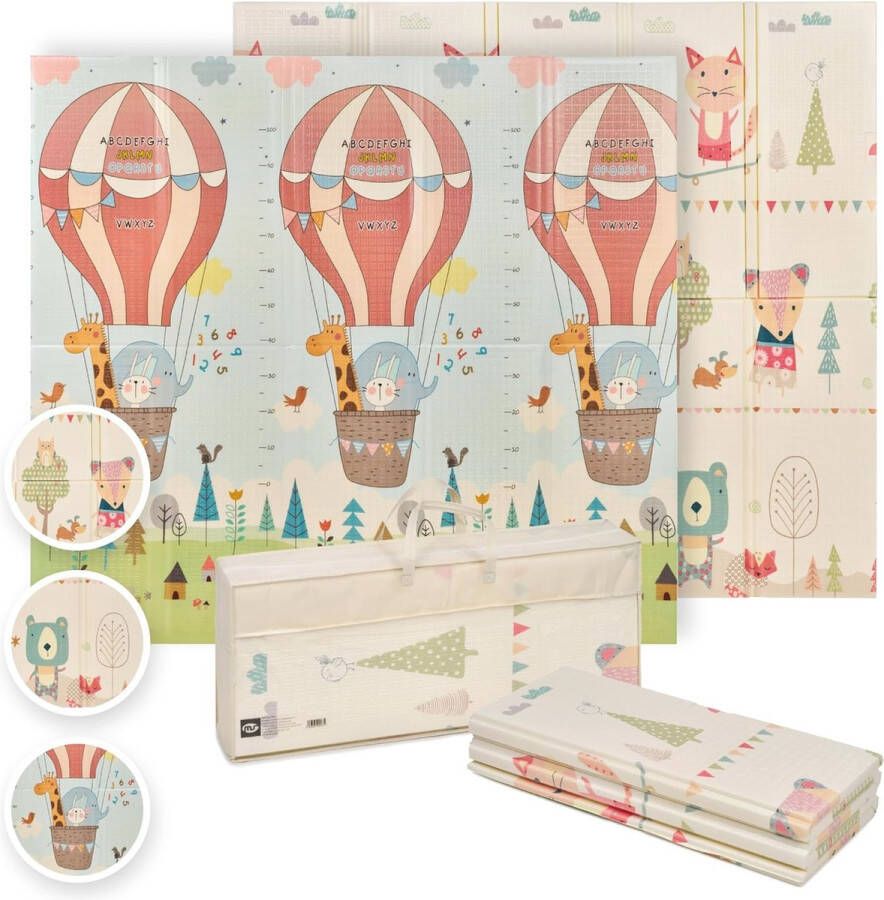 Dubbelzijdige speelmat voor baby's 180 x 200 cm opvouwbaar en comfortabel