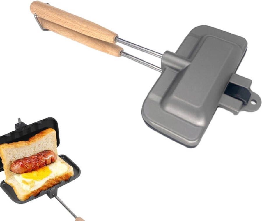 Dubbelzijdige Toastie Machine Met Houten Handvat Sandwichmaker & Broodrooster