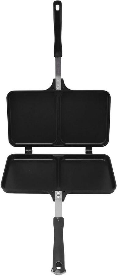 Dubbelzijdige toastiepan Snelle ontbijtpan Gegrilde tosti's maken Gelijkmatige dubbele verwarming 245 x 16 cm Zwart