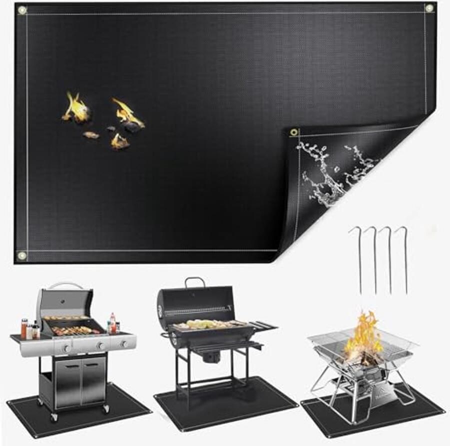 Dubbelzijdige Vuurvast Grillmat 122 × 92 CM voor BBQ en Open Haard