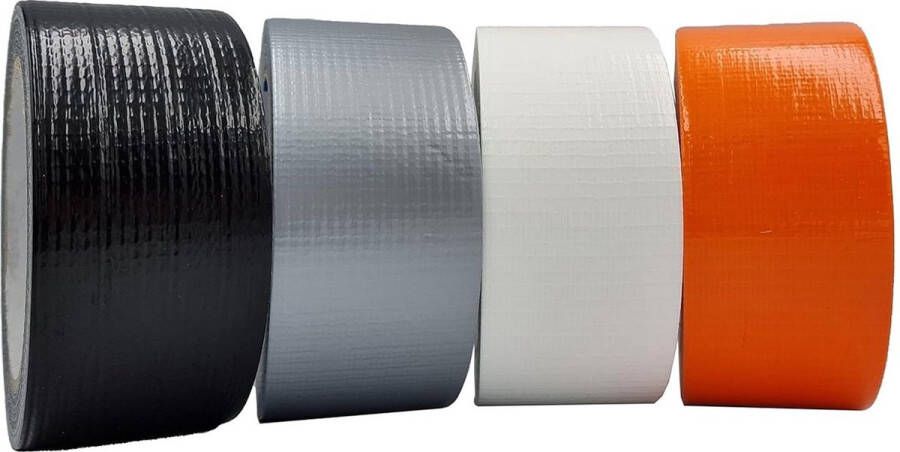 Duck tape Set van Universeel gaffa-tape een rol voor elke kleur zwart grijs wit oranje sterk plakband geweven tape