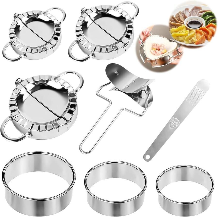 Dumplingmaker roestvrij staal 8 stuks ravioli uitsteekvormpjes steekzakken vormer roestvrij staal knoedels raviolivormer set voor keuken gereedschap knoedels ravioli