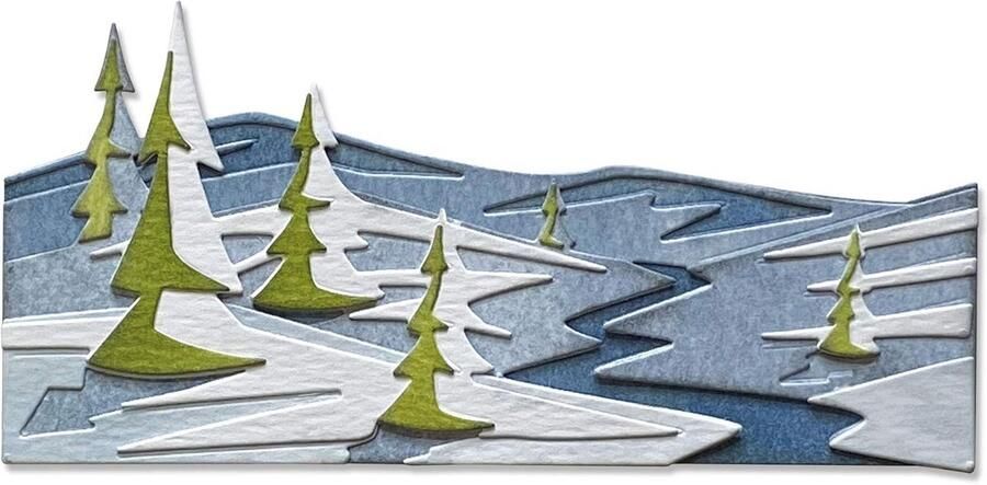 Dunne Snijmatrijs Set van 6 Winterlandschap Sjablonen voor Kaarten Maken en Scrappen