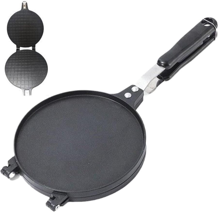 Dunne Wafelmaker Pannenkoek Plaat Middagthee Bakken Draagbaar Keukengereedschap Large 43x20cm Zwart