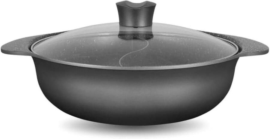 Duo-braadpan Dubbele pan Koken met twee vakken Anti-aanbaklaag vetvrij koken 28 cm 4 liter