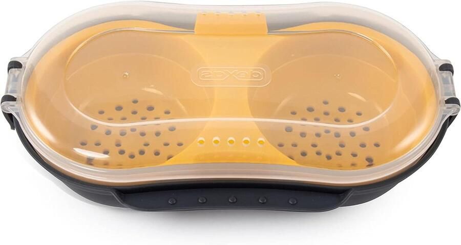 Duo Eierkoker Magnetron Ei Poacher Snel Ontbijt Maken Koken of Poachen 8 Ounces Zwart Geel