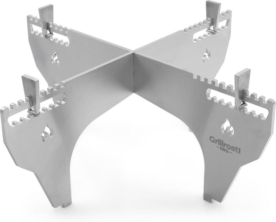 Dutch Oven Frame Vuurplaat Accessoire Buiten Koken Insteekbaar en Stabiel 31 x 12 cm Zilver