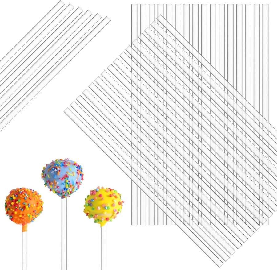 Duurzame Cake Pop Sticks van 15 cm Herbruikbare Lollipop Sticks voor Snoep Taarten en Desserts 50 Stuks Transparant Acrylic