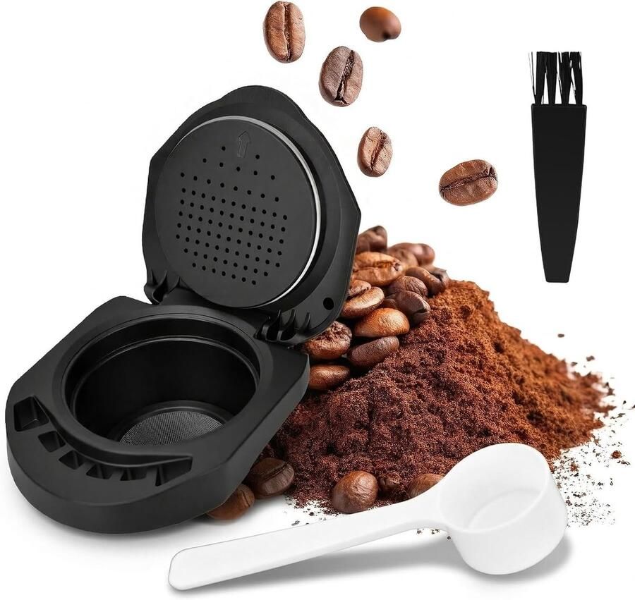 Duurzame capsule-adapter voor Dolce Gusto geschikt voor Piccolo XS Genio S en EDG 305 met doseerlepel en reinigingsborstel