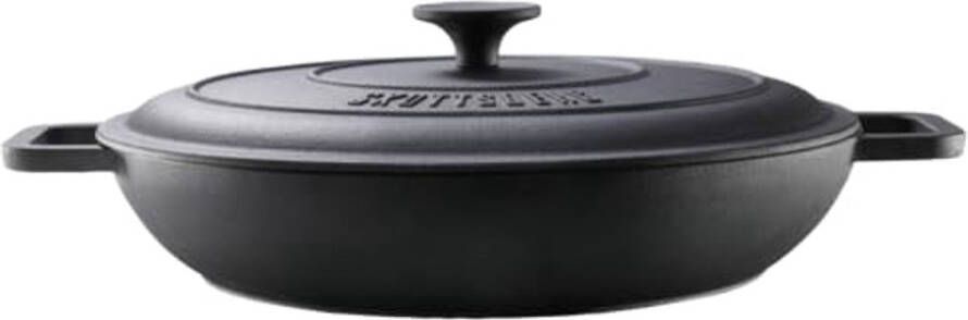 Duurzame gietijzeren stoofpan 31.5 cm met deksel geschikt voor inductie en andere fornuizen