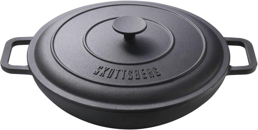 Duurzame gietijzeren stoofpan 31.5 cm met deksel geschikt voor inductie en andere fornuizen