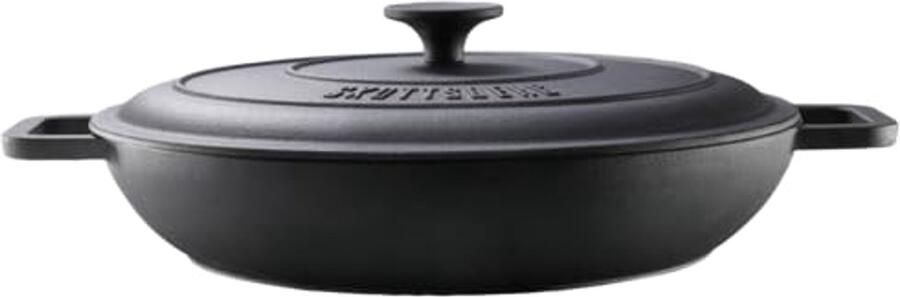 Duurzame gietijzeren stoofpan 31.5 cm met deksel geschikt voor inductie en andere fornuizen