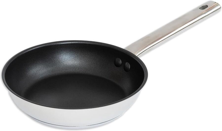 Duurzame RVS braadpan 20 cm met antiaanbaklaag voor alle warmtebronnen