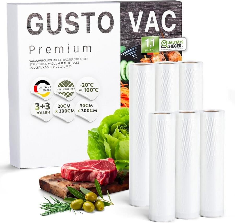 Duurzame Vacume Seal Bags voor Voedselopslag – Sous Vide Zakjes 20 x 600 cm – Extra Sterke Verzegeling en Compatibel met Elke Verzegelaar