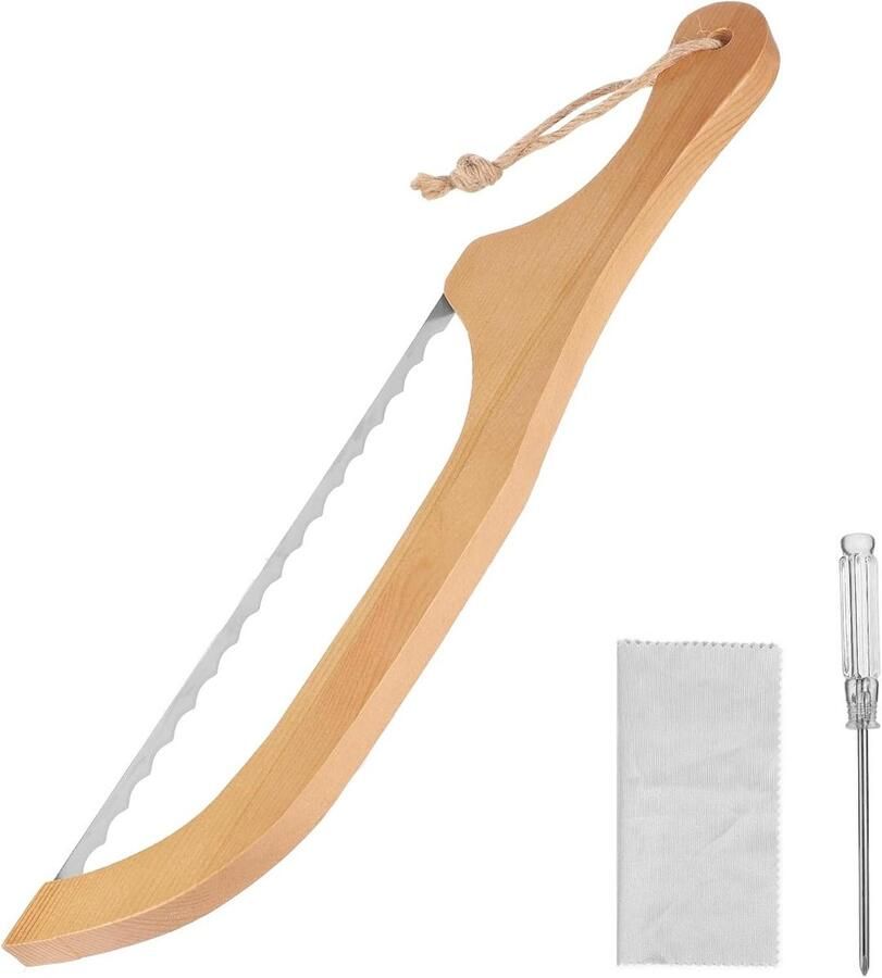 E-Ambar Broodboogmes voor Zelfgebakken Brood Roestvrijstalen Snijmachine Houten Handvat Bakkerijen Gereedschap