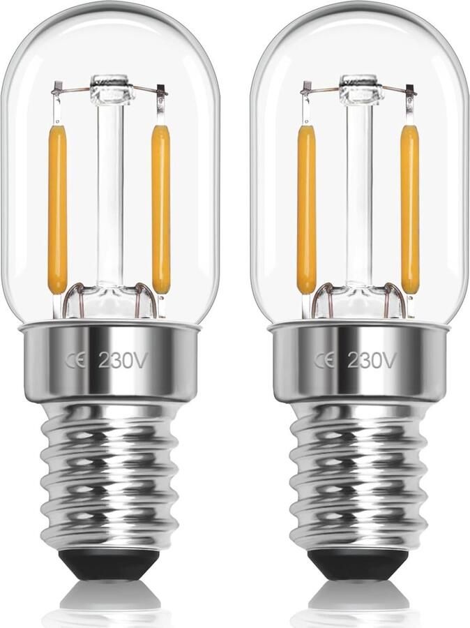 E14 LED Lampen 1W 230V Niet Dimbaar voor Koelkastverlichting Warm Wit 2700K Set van 2 voor Afzuigkappen en Huishoudelijke Apparaten
