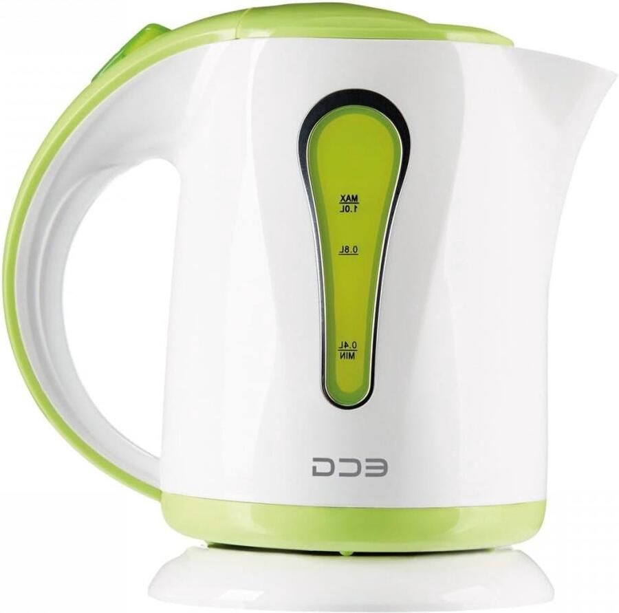 ECG Green RK 1022 Elektrische waterkoker verlichte waterniveau-indicator hoogwaardig kunststof design BPA-vrij inhoud 1 0 l 900-1100 W plastic 1 liter groen-wit