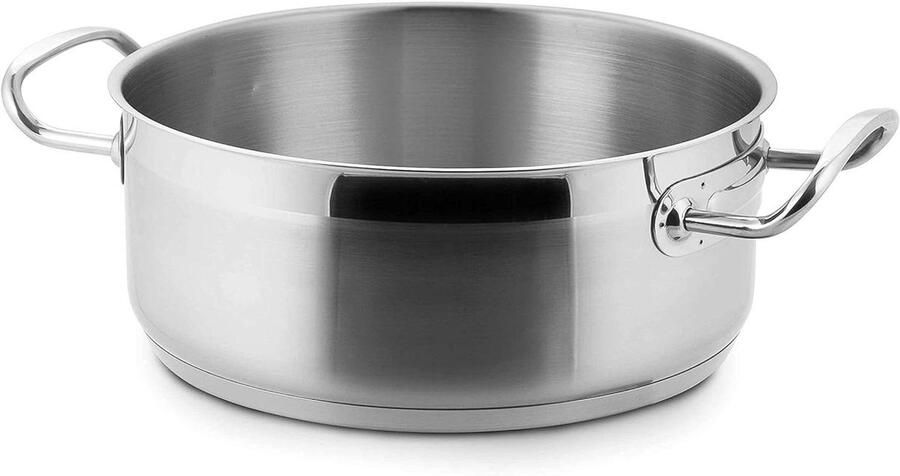 Eco-chef Braadpan Steelpan zonder deksel Koken op inductie Thermodiffusor bodem 28 cm Zilver