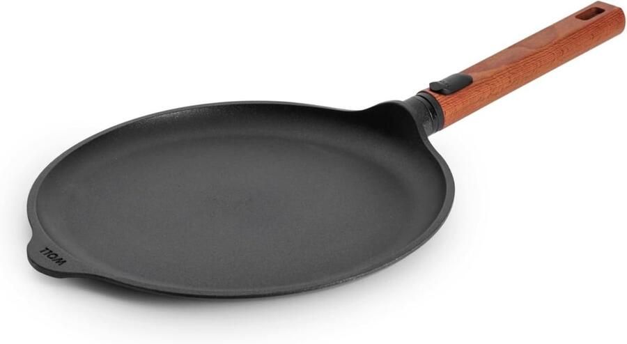 Eco Logic QXR Crêpespan inductief Ø 26 cm met afneembare duurzame houten steel geschikt voor alle warmtebronnen PFAS-vrij antiaanbaklaag gegoten aluminium